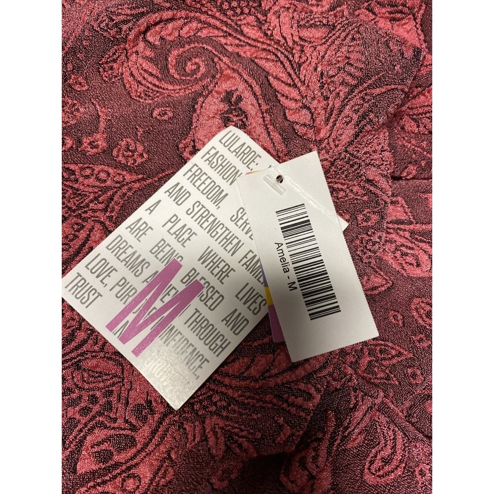 Lularoe Amelia Jacquard Dress M Raspberry Pink Purple Mauve Pockets Midi NWT - Picture 5 of 6